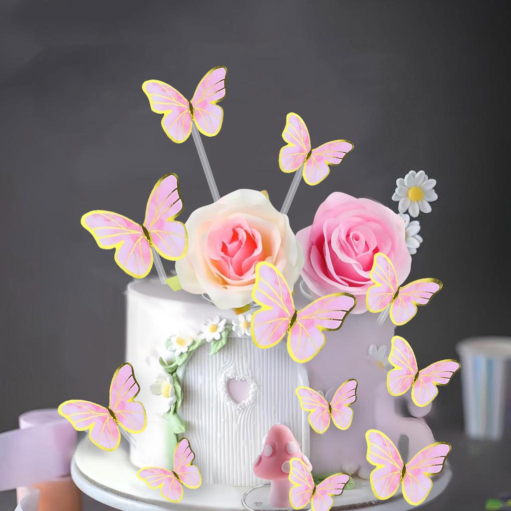 Fairy Cake Topper Butterfly Cake Decoration Mushroom Cake Decorations Fairytale Theme Party Decorations