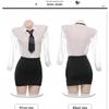 Plus Size Sexy Lingerie See-Through Secretary Uniform Bodycon Skirt Set