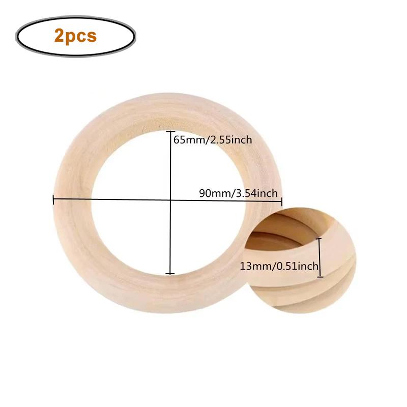 15-100mm Natural Unfinished Solid Wood Rings Smooth Wood Circles for DIY Craft, Ring Pendant Connector, Jewelry Making and Decor