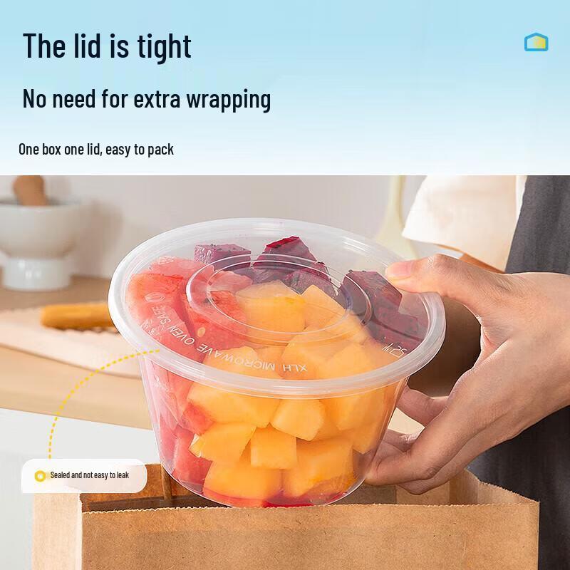 Wutian 1000ml Runde Einweg-Lebensmittelbehälter mit Deckeln (50er Packung)