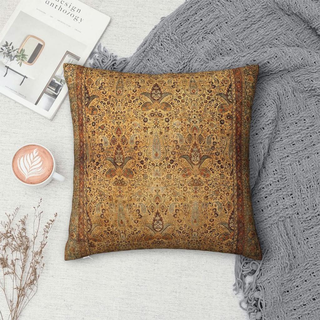 Antieke Perzische Khorassan Vierkante Kussensloop Polyester Linnen Fluweel Patroon Rits Decoratieve Sierkussenhoes Huis Kussenhoes