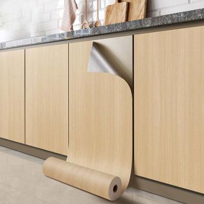 Self-adhesive Wallpaper Wardrobe Waterproof Vinyl Solid Color Wood Grain Bedroom Cabinet Furniture Door Renovation Wall Sticker