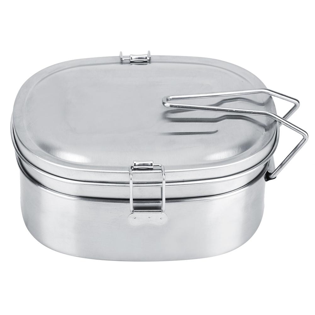 Double Layer Stainless Steel Lunch Box Bento Food Container Outdoor Travel Picnic