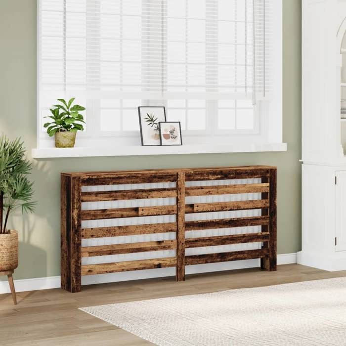 VidaXL Cache-radiateur vieux bois 175x20x82 cm bois d'ingénierie, bouchon de radiateur, cache-radiateur haut, radiateur à 852715