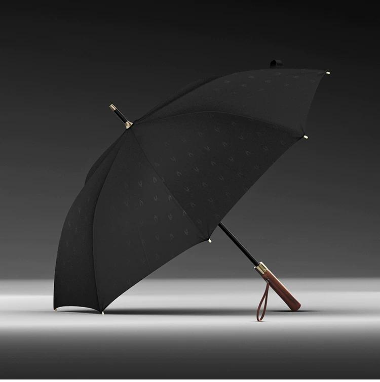 Olycat Retro Wooden Handle Double-Layer Oversized Reinforced Anti-Storm Rain Dual-Use Men Business Classy Long Handle Umbrella