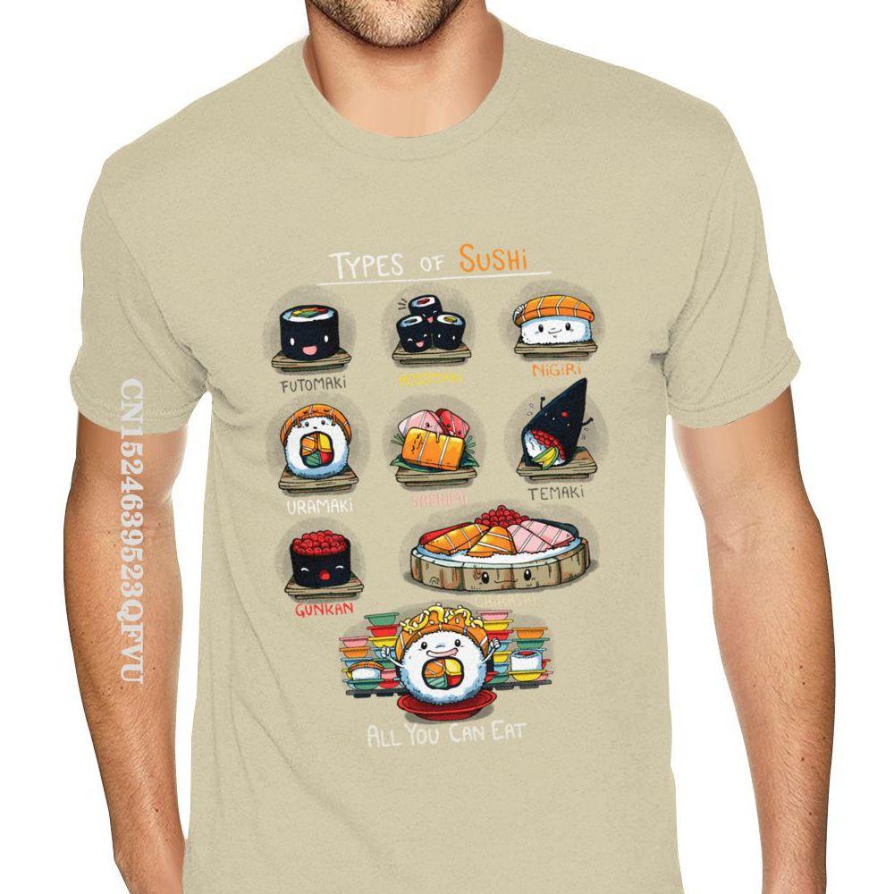 Cheap Graphic Types Of Sushi Tees Shirts Men's Make Your Own Gothic Style Anime Tshirt Retro Cotton O Neck Shirt