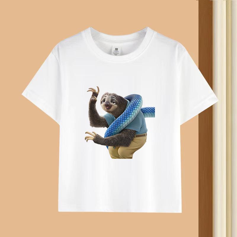 Dětské tričko s krátkým rukávem a kulatým výstřihem - 230g čistá bavlna s potiskem zvířat