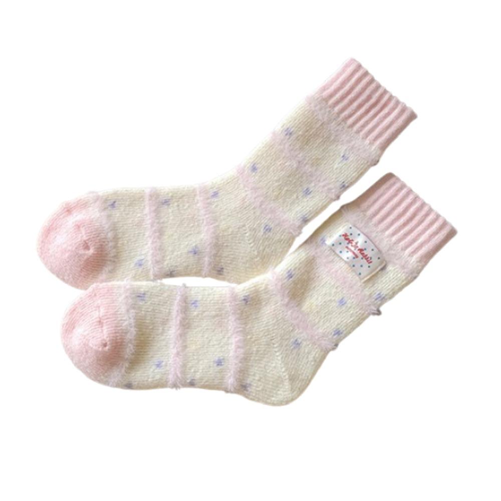 

Striped Mid Tube Socks Absorb Sweat Warm Sleep Socks Thickened Floor Socks Autumn Winter розовый