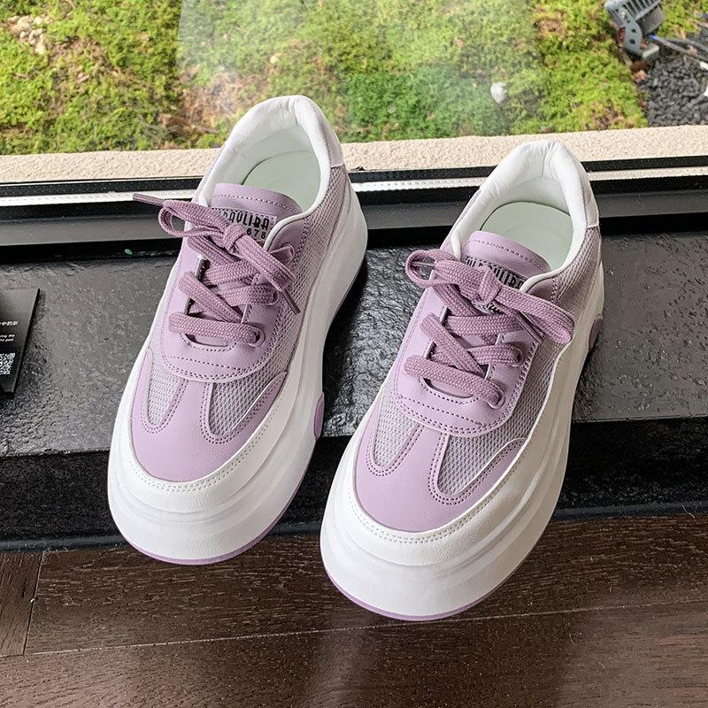 

Women s shoes platform white shoes women s new models in 2025 summer popular breathable net shoes student versatile sports board shoes 40 фиолетовый