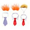 1 Set Porch Goose Outfit Orange Wig with Striped Necktie Funny Lawn Goose Costume Set for 23" or 17" Yard Goose Statue Garden Accessories