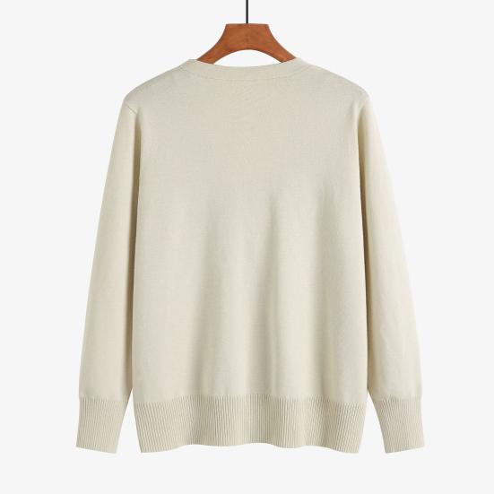 Women Sweater Coat Solid Color Single-breasted Buttons Long Sleeves Casual Cardigan Soft V Neck Casual Autumn Jacket for Daily Wear
