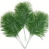 10Pcs Green Leaves Plastic Tropical Leaves with Stems Artificial Plants  Photo Shoots