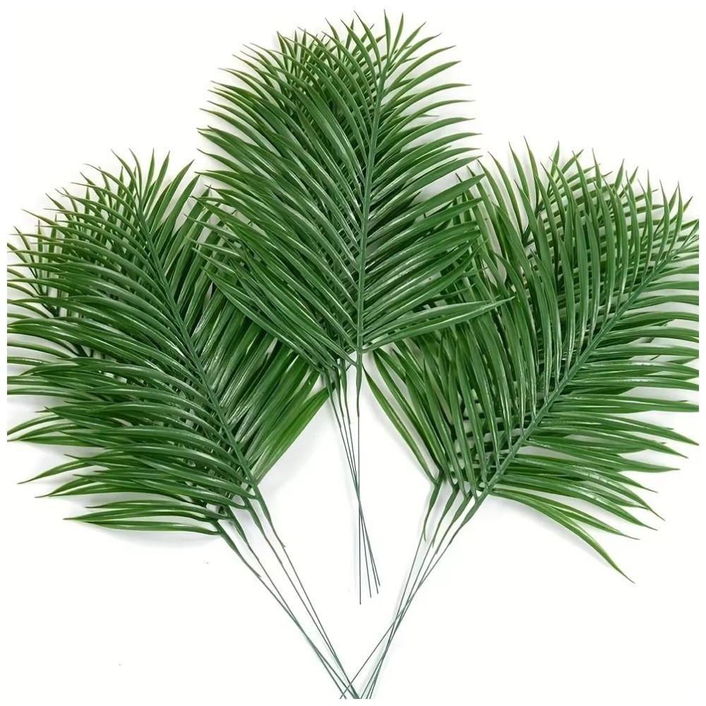 10Pcs Green Leaves Plastic Tropical Leaves with Stems Artificial Plants  Photo Shoots