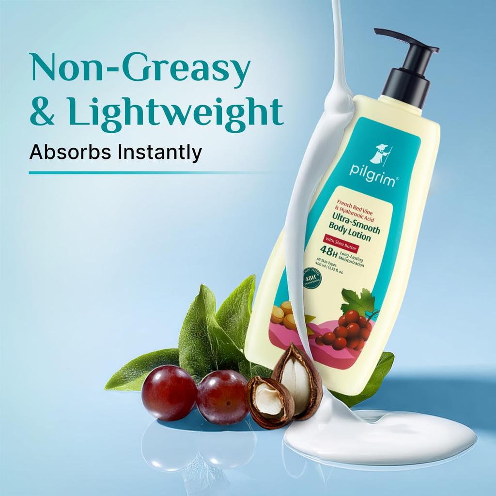 Pilgrim French Red Vine & Hyaluronic Acid Ultra-Smooth Body Lotion, 400ml