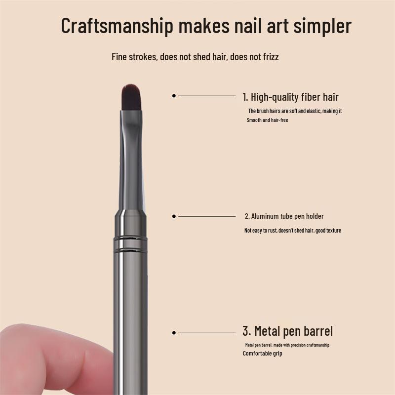 Gun Black Round Nail Art Gel Brush with Metal Handle