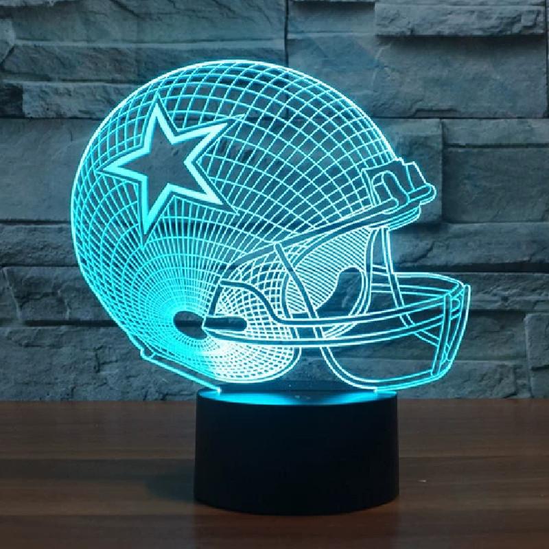 Rugby Cap Pattern 3d Led Night Light With Touch Control For Home Decor Gift
