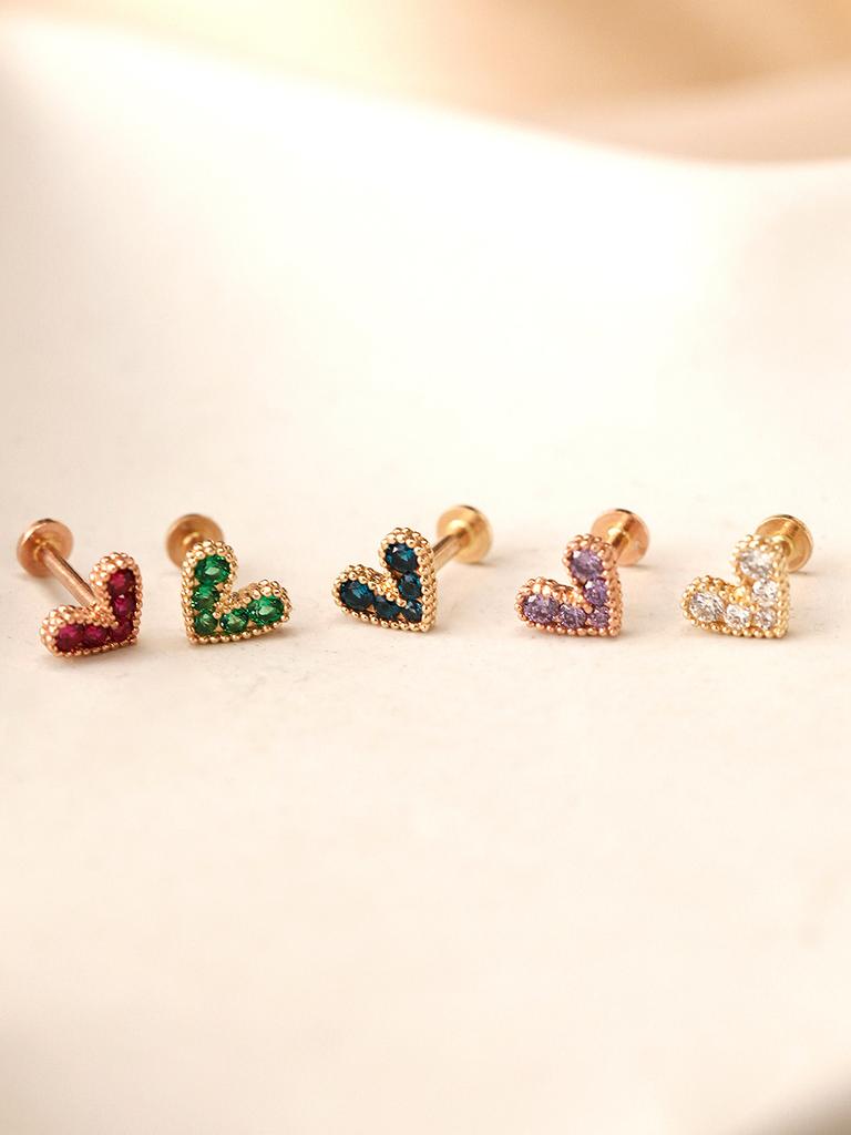 Minimal Piercing 14K Internal Bling Lovely Heart Labret Piercing