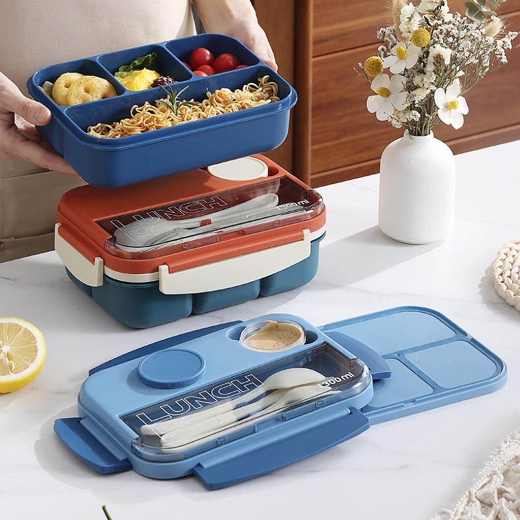 Four-compartment Student Lunch BoxWith Seasoning Box  Worker Microwave Heating Lunch Box Student Special Compartment Lunch Box