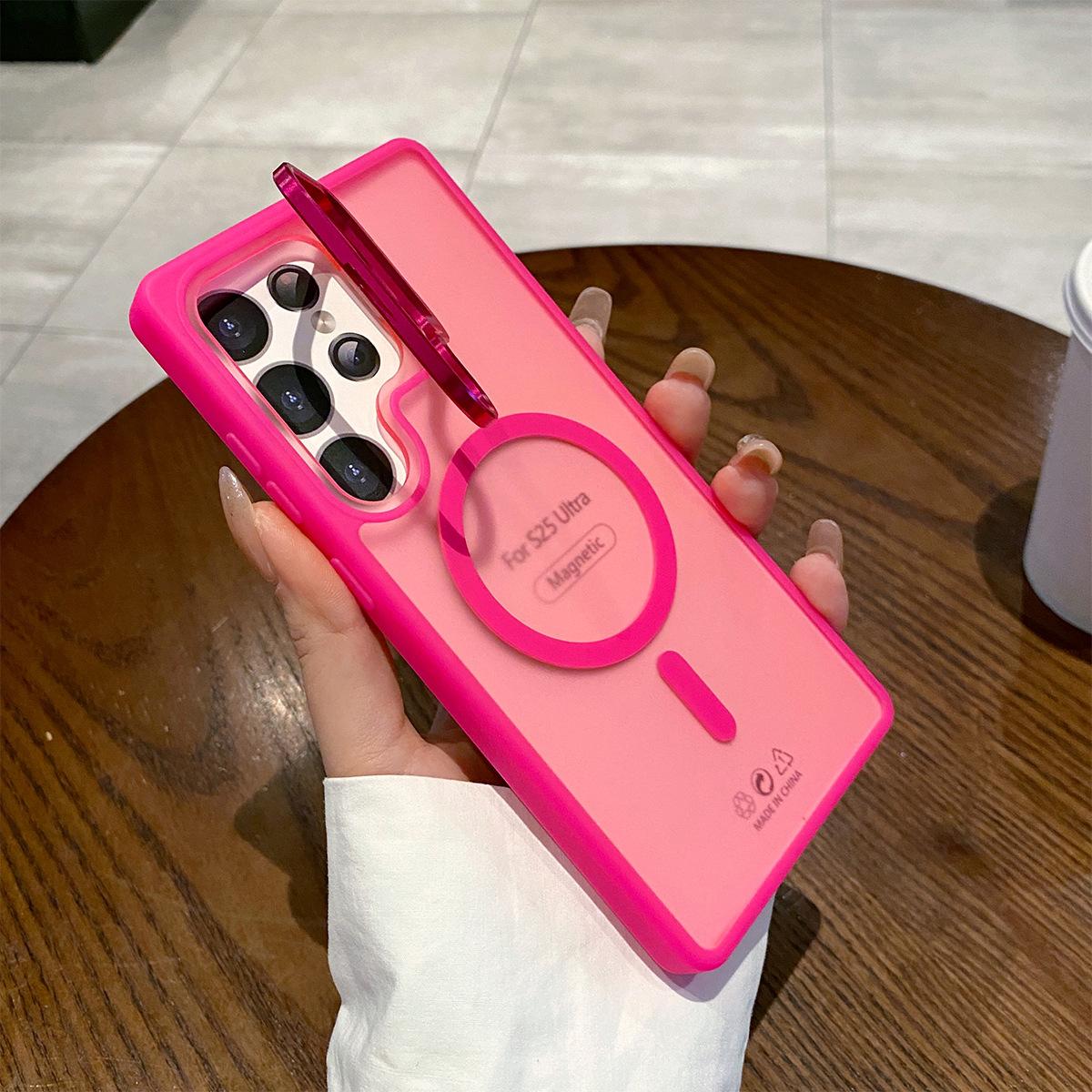 

Metal Lens Holder Frosted Skin Magnetic Suction Case for IPhone16promax for Apple Mobile Phone Case Strong Magnetic Suction Samsung A56