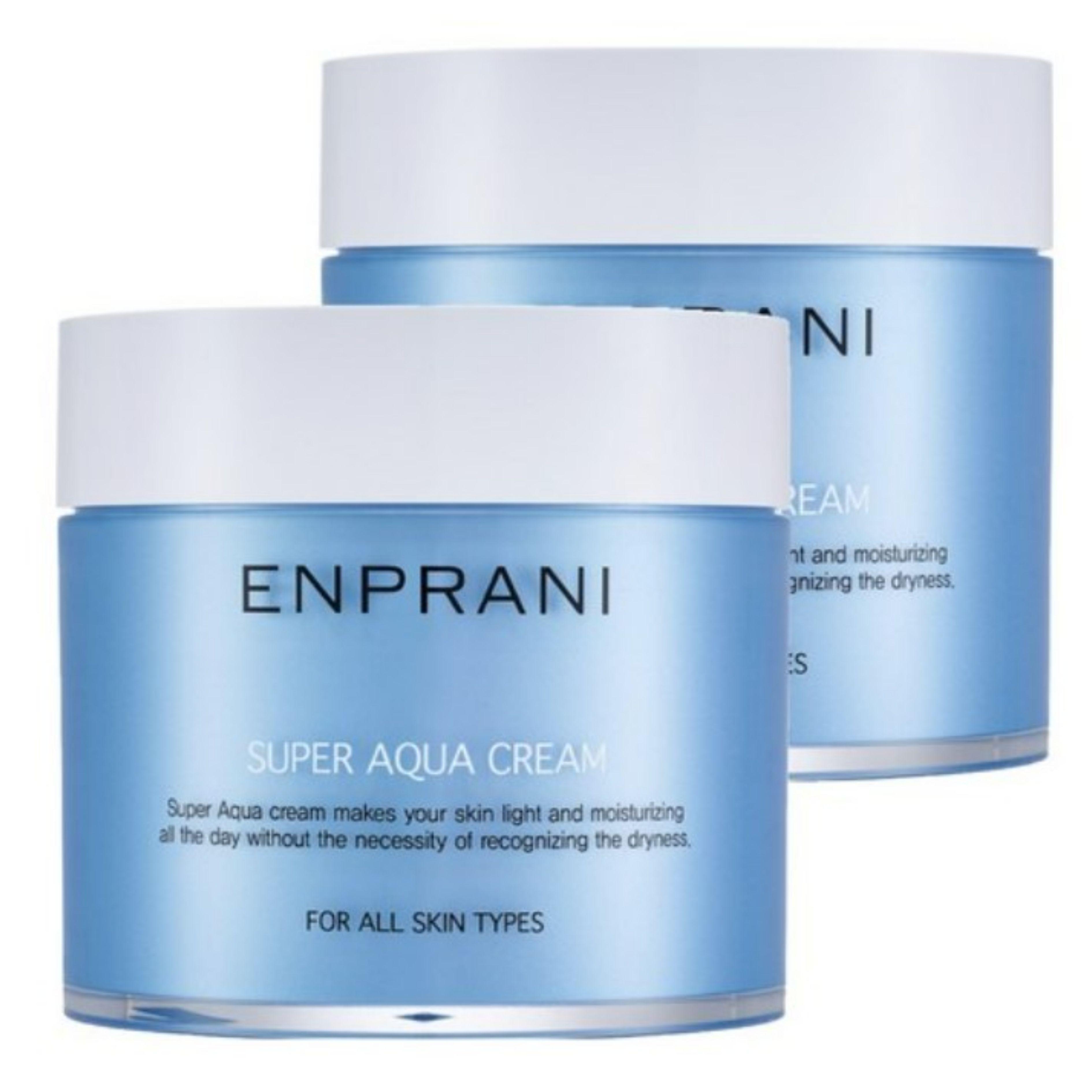 Enprani Super Aqua Hydrating Moisture Cream 200ml x2 Korean Skincare Deep Hydration Cream Set