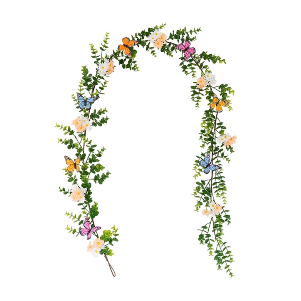 Faux Rose Vine Garland with Green Leaves Artificial Flower Garland for Wedding Party Backdrop Mantle Decor