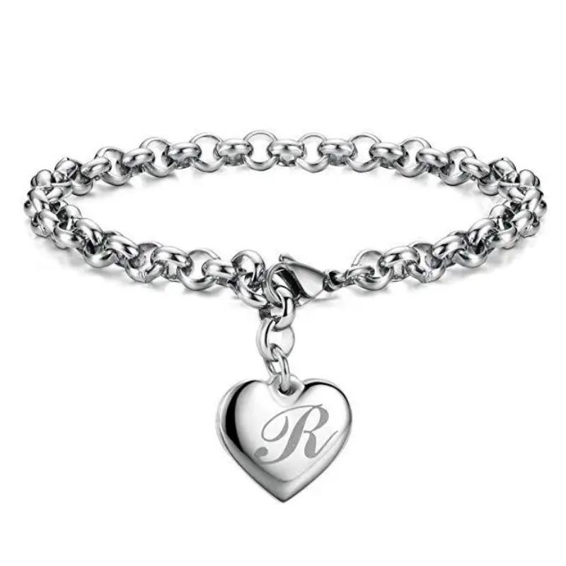 925 Sterlingsilber edles Herz 26 Buchstaben Kettenarmbänder für Frauen Mode Party Hochzeit Schmuck Geschenke