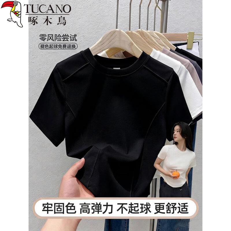Woodpecker Women s Slim-Fit Cotton Round Neck Short Sleeve T-Shirt M