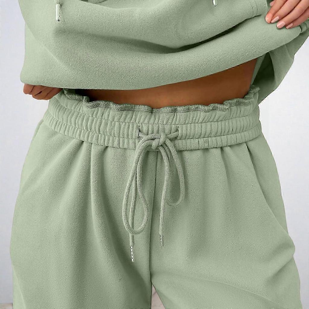 Women's Two-piece Tracksuit Set: Oversized Hoodie Sweatshirt and Jogging Pants Light Gray XXXL New Arrival
