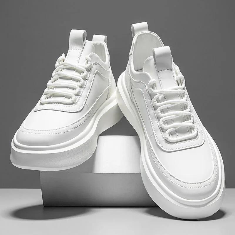 Breathable Summer Men'S Shoes Casual Sports Versatile Thick Sole Increase Shoe Board Shoes Men'S White Color Rubber Outsole