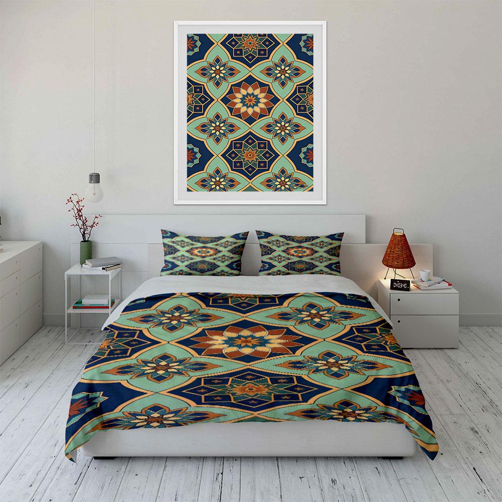 Geometric floral mandala design. Bedding sets Duvet cover sets Duvet covers Pillowcases(1 * Duvet Cover 2 * Pillowcases, without duvet insert)