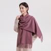 Womens Solid Color Wool Scarf With Fringe Winter Warm Shawl Mens Lightweight Cashmere-Blend Wrap Korean Style
