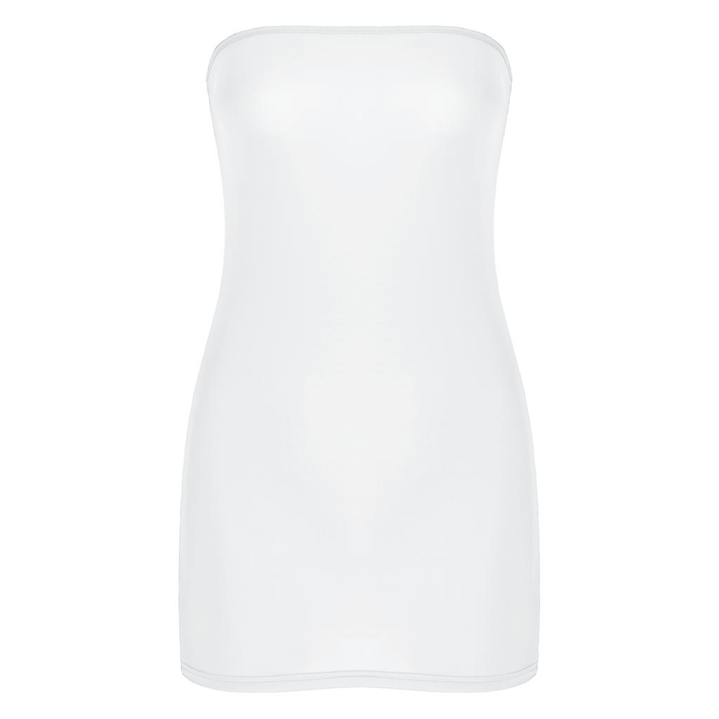 Womens Stretchy Strapless Pencil Dress Semi see through Mini Bikini Cover Ups