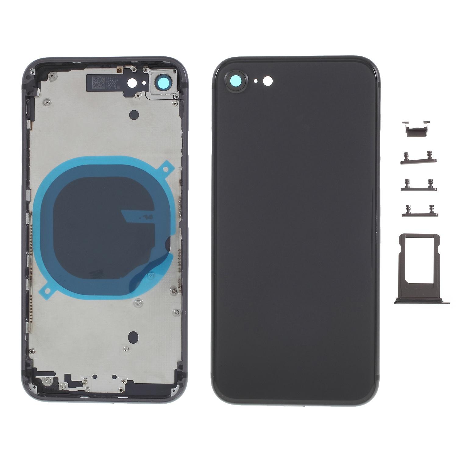 

For iPhone 8 4.7 inch Back Battery Housing Cover+Middle Plate Frame+Side Buttons Replacement Part (without Logo) Black