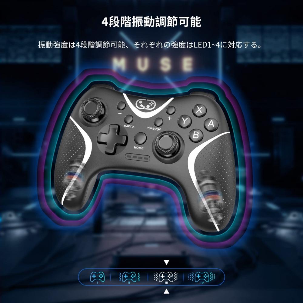 Switch-Controller mit Zurück-Taste, 2023 Neuer Switch Pro-Controller, Automatisches FireFire Hold, Makrofunktion, Bluetooth 5.0-Verbindung, 6-Achsen-Gyrosensor