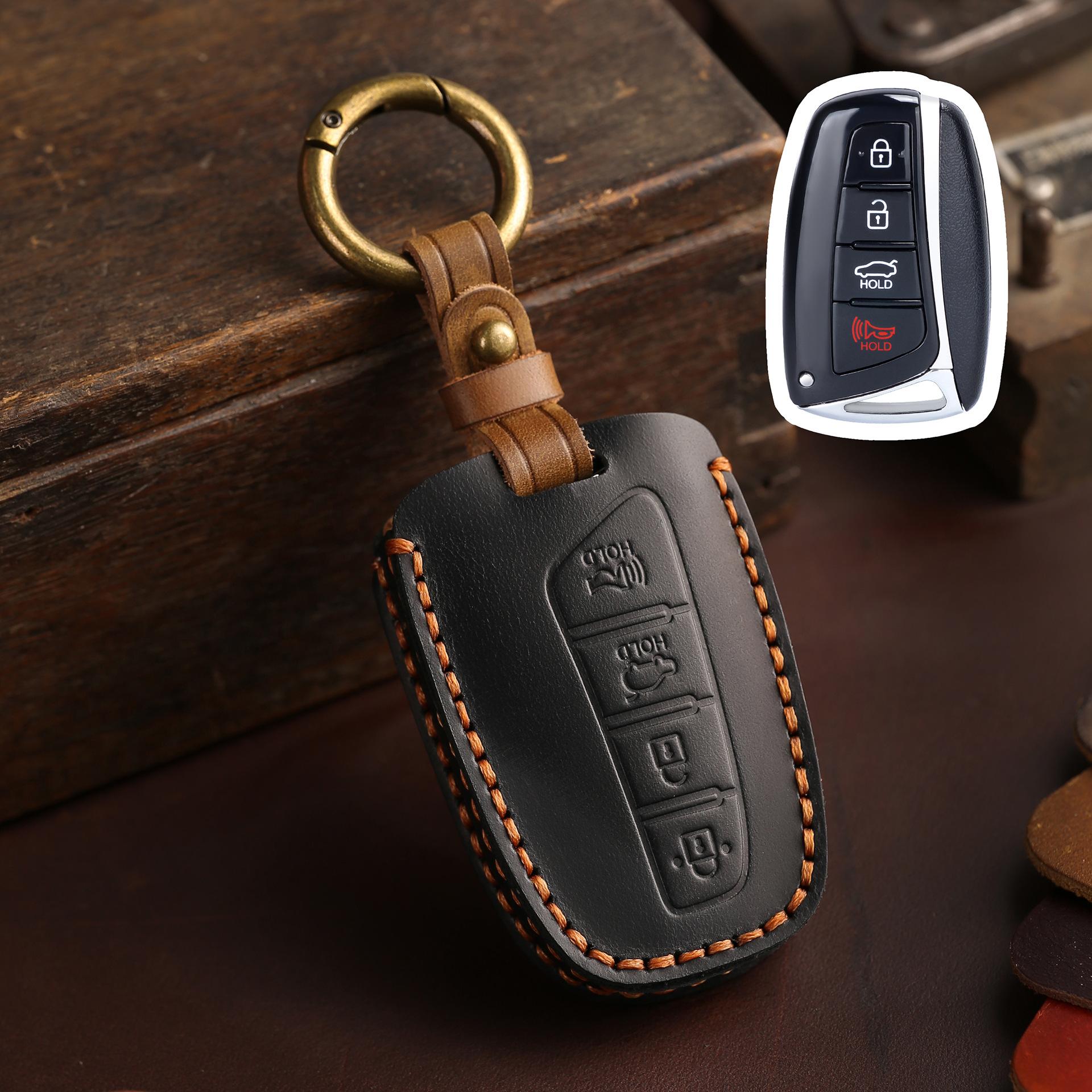 

Leather key case Suitable for modern Hyundai protective case 13-17 cowhide IX45 car key case