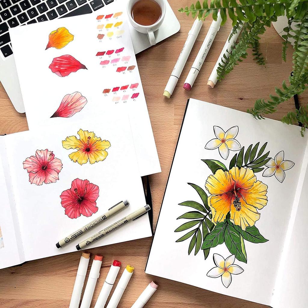 Ohuhu Heavyweight 200gsm 175mm x Mini Suitable for Colored Alcohol Illustration and and Christmas Gift Sketchbook, Paper, 165mm, Marker-Ready,