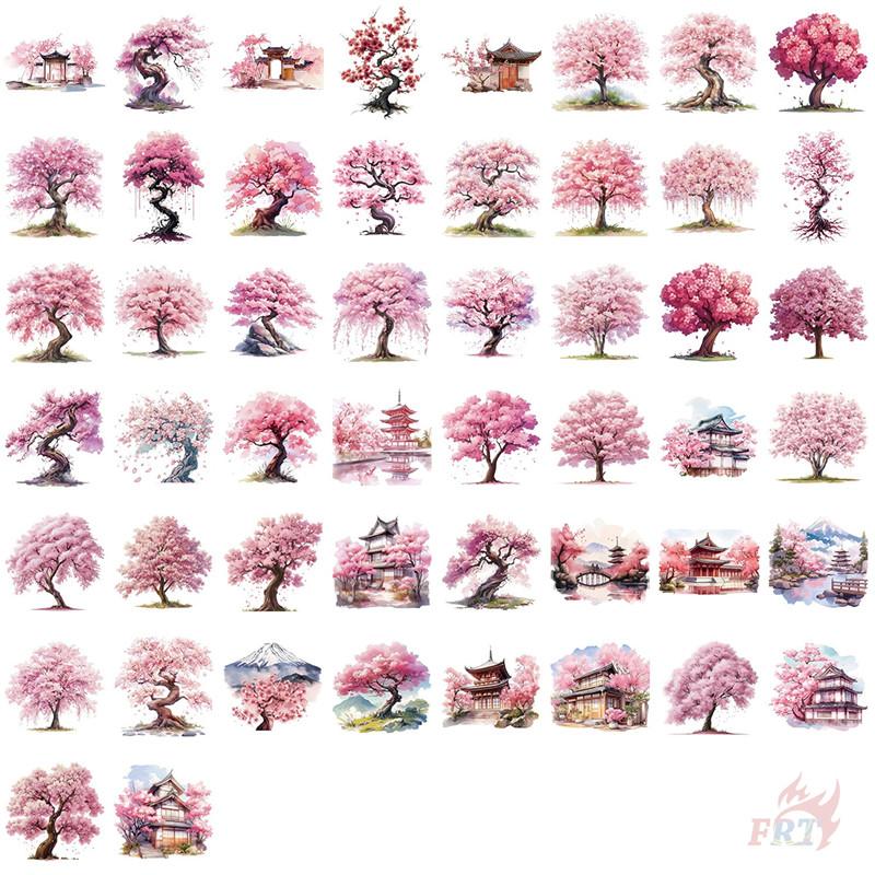 50Pcs/Set Sakura Trees PET Stickers Waterproof DIY Fashion Doodle Decals Stickers