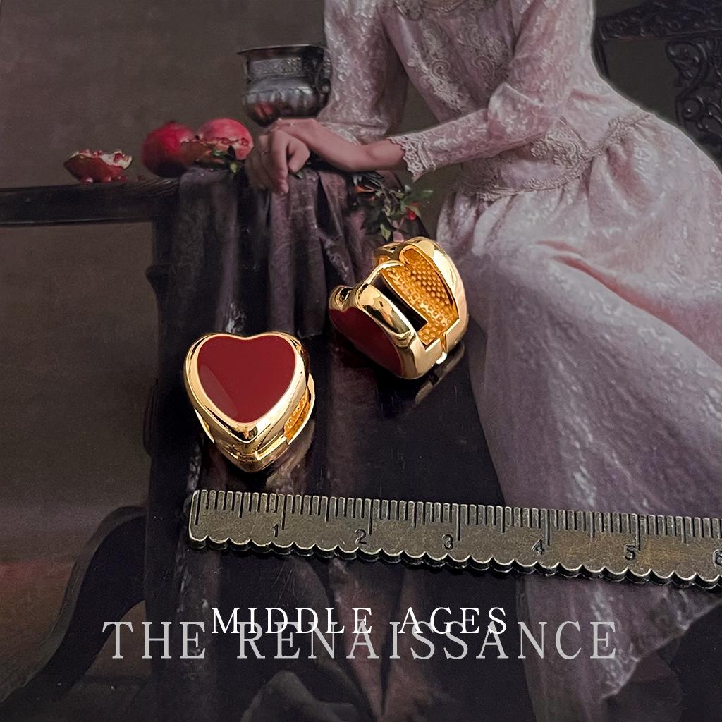 Double-sided love drip earrings French retro ear buckle ear jewelry