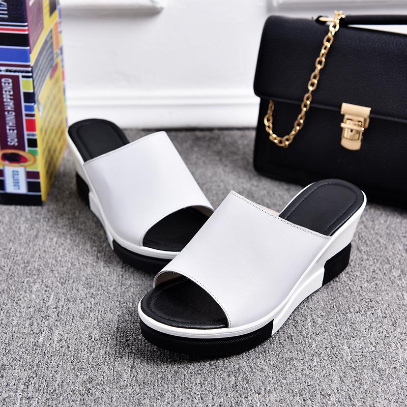 Fashion Slope Heel Women's Cool Mop Lightweight Height Increasing Summer New High Heels Thick Sole Straight Drag Outdoor Women's Sandals