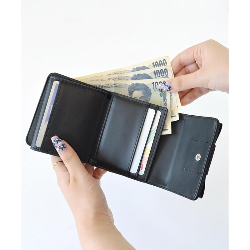 [SecretDoor] black trifold wallet ladies trifold wallet compact wallet mini wallet woman mini brand cute compact folding wallet easy to use large