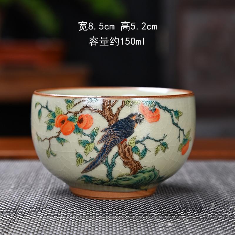 150ml Ru Kiln Cracked Glaze Teacup Aesthetic Tea Bowl Tea Pair Tea-tasting Personal Cup Jianzhan Master Cups Cha Supplies Craft