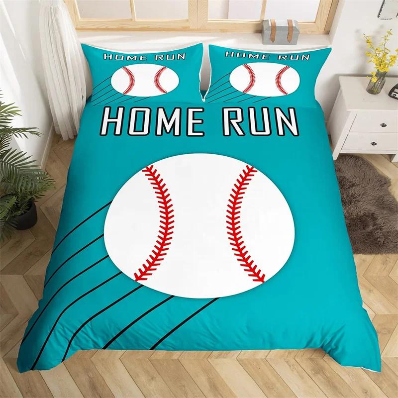 Set Biancheria da Letto Baseball per Bambini Set Copripiumino Sport con Palla Singolo King per Ragazzi Adolescenti Poliestere Mazza da Baseball Guanti Copripiumino