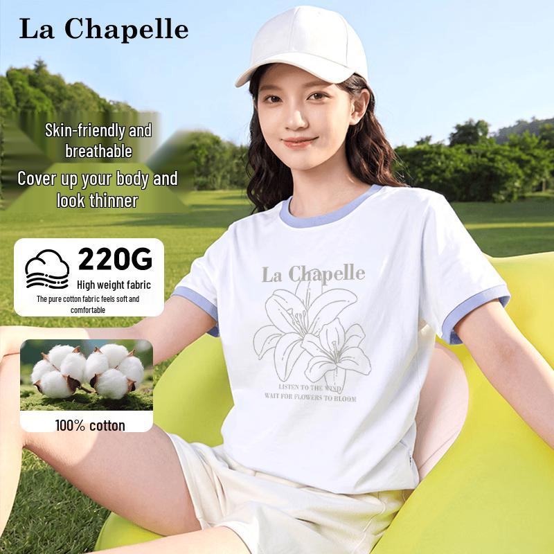 La Chapelle Women s Heavyweight Pure Cotton Short Sleeve T-shirt L