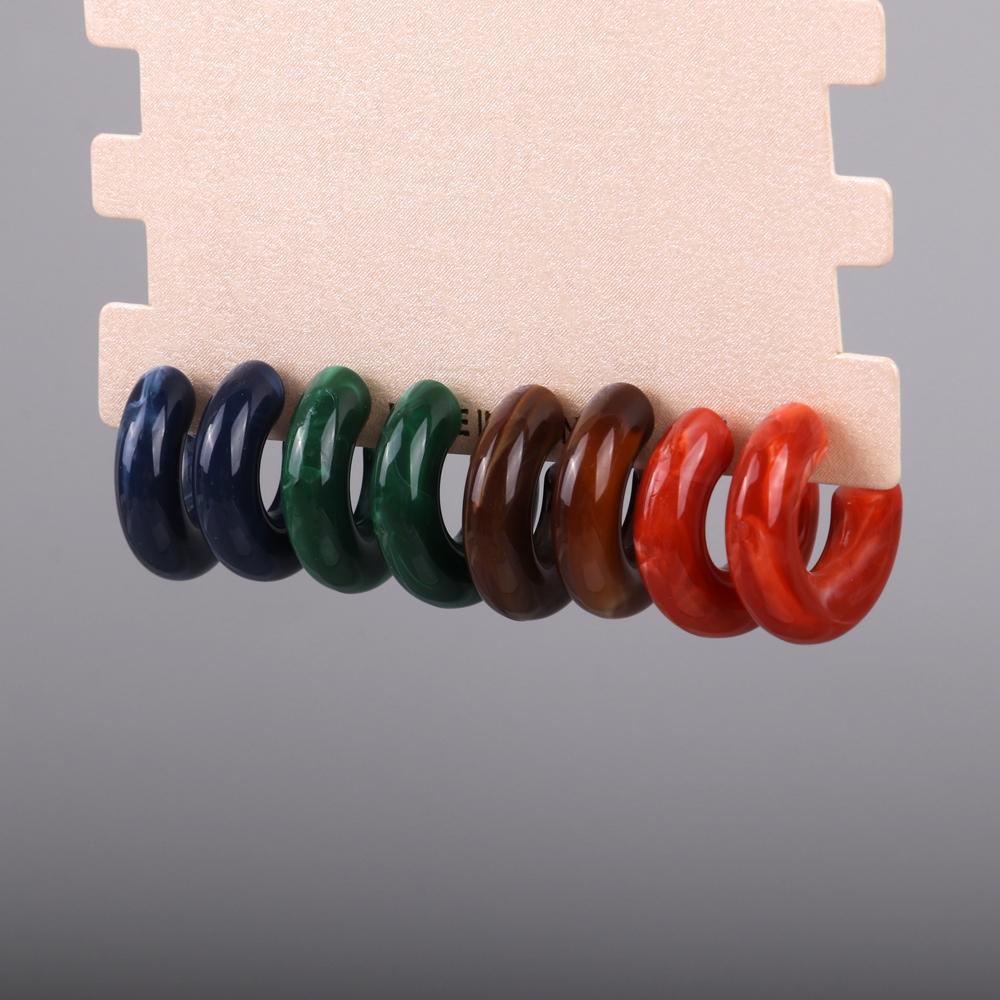 New Boho 4 pair/set Multicolor Acrylic Small Hoop Earrings Original Resin Geometric C Shape Drop Earring Jewelry Sets for Women