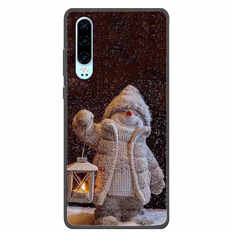 Christmas Phone Cases For Huawei P30 Pro P30 lite Case Black Silicone TPU Soft Cover For Huawei P30 Pro Santa Claus Bumper Funda