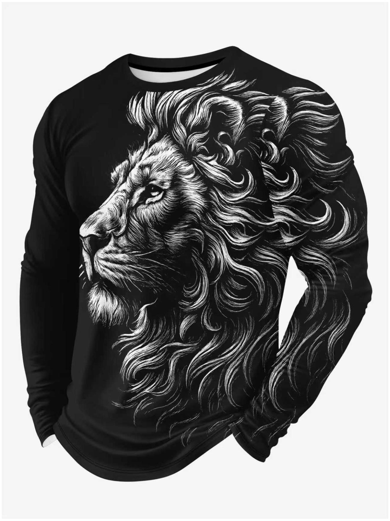 

Men s Long Sleeve T-shirt 3d Print Lion T-Shirts Men Fashion Fitness Tops Tees Outdoor Top Camo Clothing 6XL
