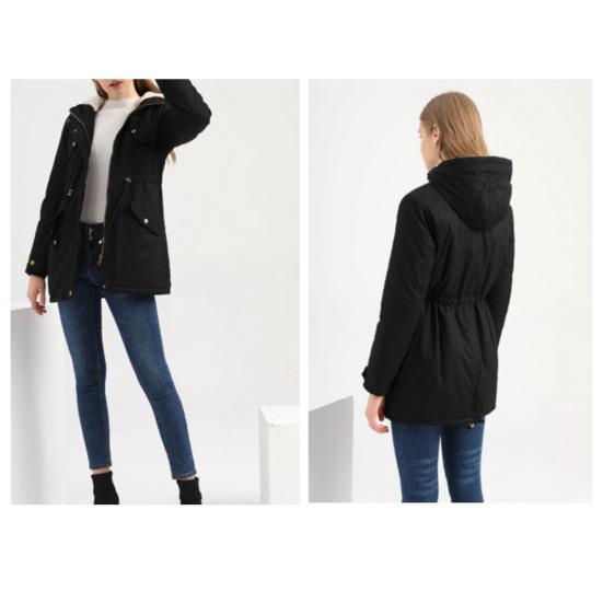 Women Coat Hooded Zipper Cotton Blend Prevent Coldness Women Jacket for Outdoor