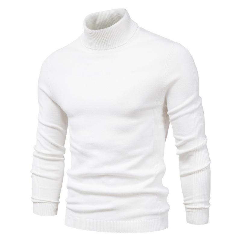 Autumn and Winter Casual Men's Solid Color Pullover Sweater Turtleneck Men's Casual Sweater