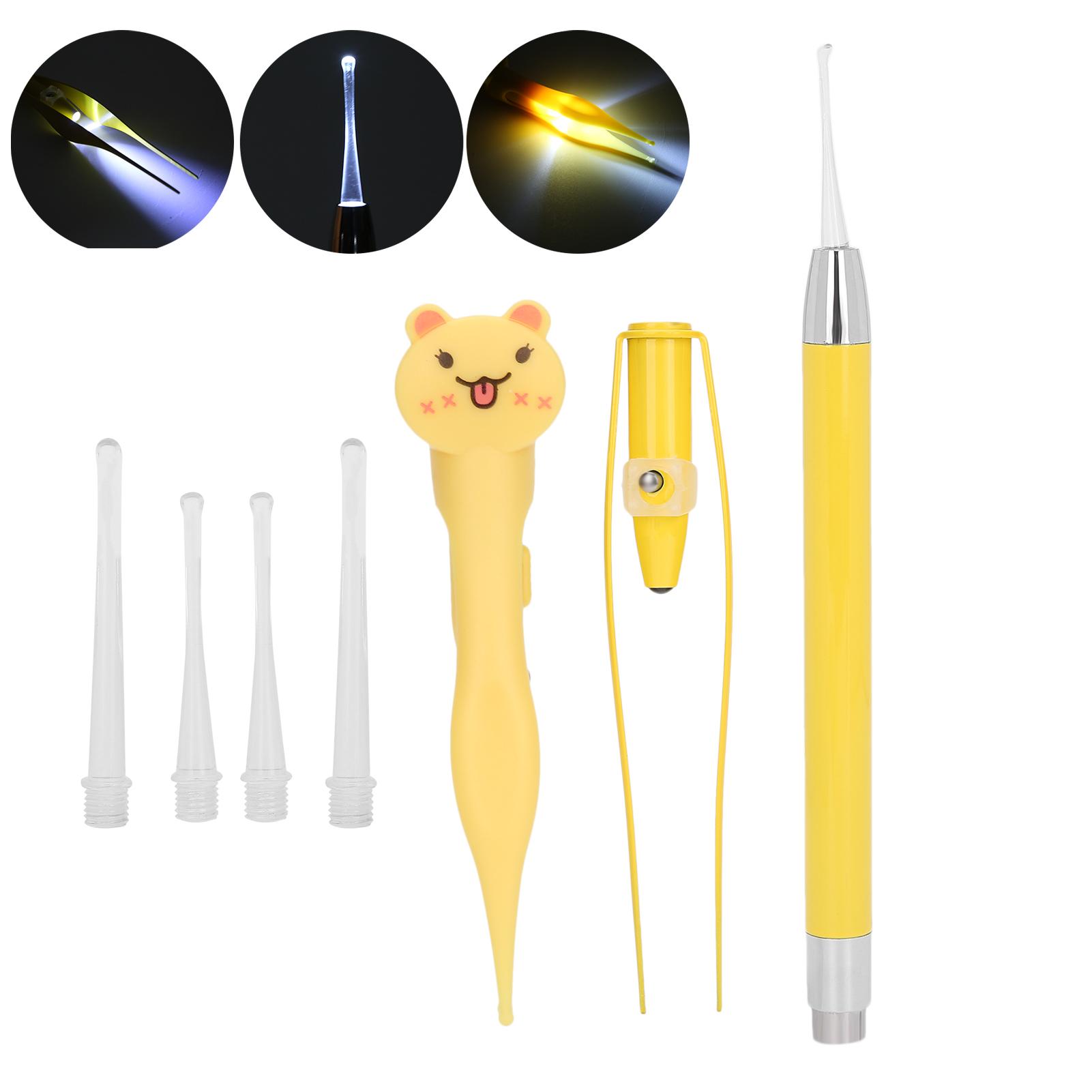 Luminous Ear Wax Removal Cleaning Kit Stainless Steel Nostril Ear Wax Tweezers Earwax Removal Set