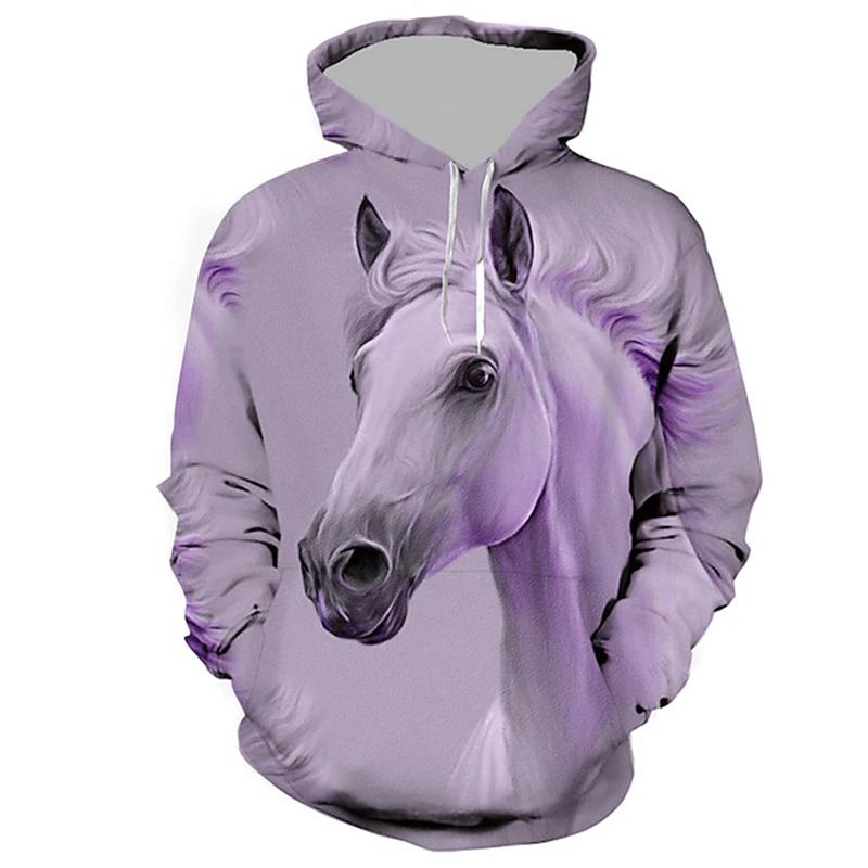 

Осенние 3D толстовки с ярким принтом лошади, модные повседневные спортивные толстовки с длинным рукавом для мужчин M